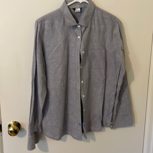 JCrew blue woven cotton linen blend button down 6 - Picture 2 of 4
